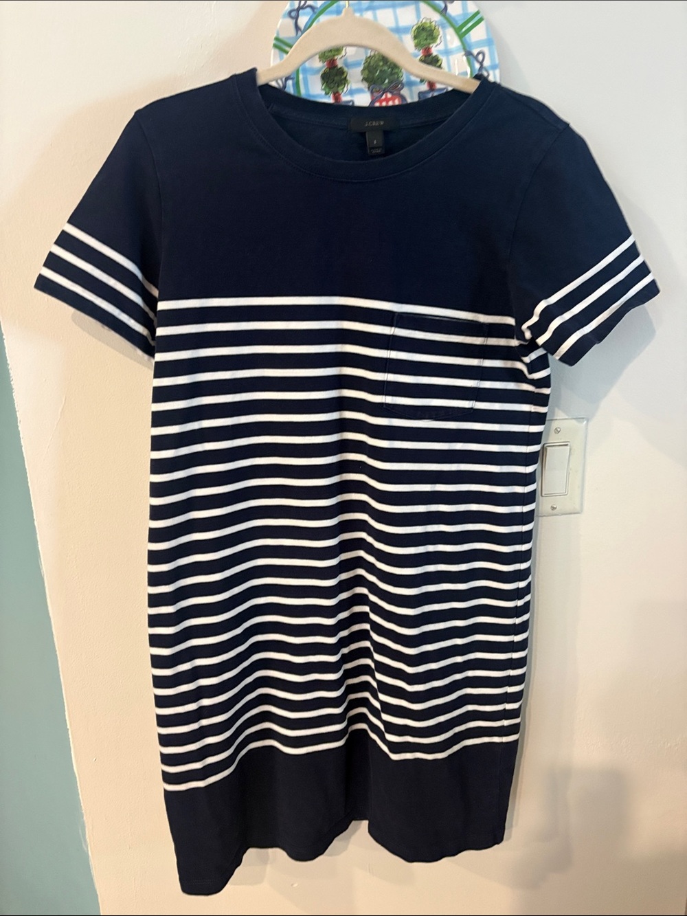 JCREW COTTON NAVY AND WHITE T SHIRT DRESS